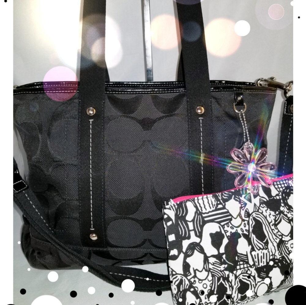 Coach Kyra Daisy Tote W/Strap Black #16552